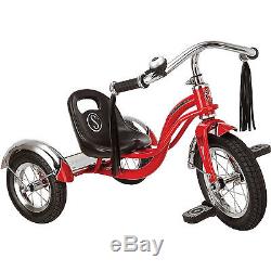 12 Red Retro Tricycle Ride-On Schwinn Roadster Kids Trike Vintage Bike Chrome