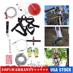 160 Feet Zip Line Kit for Kids & Adult up to 330Lb with galvanized iron Ziplin