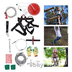 160 Feet Zip Line Kit for Kids & Adult up to 330Lb with galvanized iron Ziplin