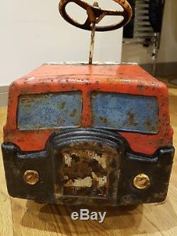 1950's Vintage Mobo Toys Rare Original Bedford Haulage Truck Metal Pedal Car