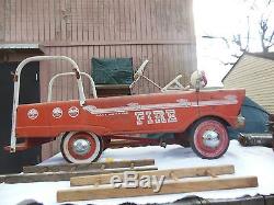 1950s VINTAGE MURRY FIRE TRUCK PEDAL CAR SURVIVOR ORIGINAL CONDITION COMPLETE