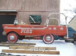 1950s VINTAGE MURRY FIRE TRUCK PEDAL CAR SURVIVOR ORIGINAL CONDITION COMPLETE
