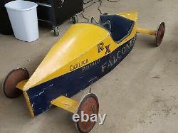 1954 VINTAGE SOAP BOX DERBY CAR CARLSON PHARMACY FALCONER NEW YORK with LICENSE