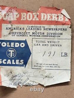 1954 VINTAGE SOAP BOX DERBY CAR CARLSON PHARMACY FALCONER NEW YORK with LICENSE