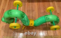 1970's Hasbro Inch Worm Kids Vintage Riding Toy Clickety Sound Green & Yellow