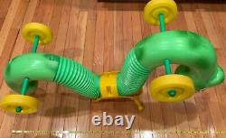 1970's Hasbro Inch Worm Kids Vintage Riding Toy Clickety Sound Green & Yellow