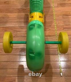 1970's Hasbro Inch Worm Kids Vintage Riding Toy Clickety Sound Green & Yellow