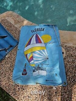 2 Canvas Raft Pool Float Vintage 1986 Marshall MARSCO #791 SEAGULLS + FLORIDA