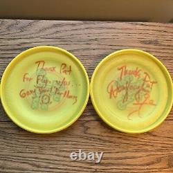 2 Vtg Coppertone Frisbee Fly-In Frisbees Signed by Gary Perlberg and Don Vaughn