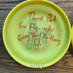 2 Vtg Coppertone Frisbee Fly-In Frisbees Signed by Gary Perlberg and Don Vaughn