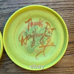 2 Vtg Coppertone Frisbee Fly-In Frisbees Signed by Gary Perlberg and Don Vaughn