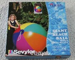 54 Inflatable LESLIE`S POOL SUPPLY 6 Color GIANT HD Beach Ball VINTAGE SEVYLOR