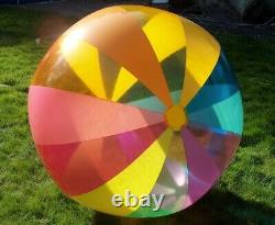 72 SSI / D&L TOYS Transparent Vinyl 12 PANEL Inflatable BEACH BALL Vintage NOS
