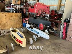 8 Vintage Soap Box Derby Cars. Different construction styles from 1939-1990