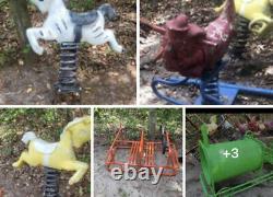 9 Pieces Total. VTG CHILDS ALUMINUM PLAYGROUND SPRING RIDE ON TOY