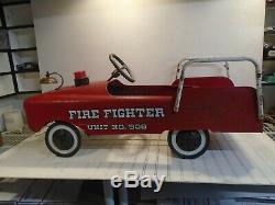 AMF Firefighter Unit No. 508 Pedal Car Fire Truck/Engine Vintage 1960s