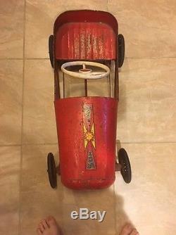 ANTIQUE VINTAGE Toy Metal Racer Pedal Car Race Car Roadster Triang Tri-ang