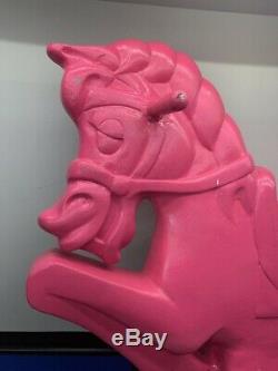 (A)VINTAGE ALUMINUM PLAYGROUND SPRING BASE RIDE-ON HORSE PINK Game Time