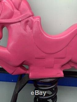 (A)VINTAGE ALUMINUM PLAYGROUND SPRING BASE RIDE-ON HORSE PINK Game Time