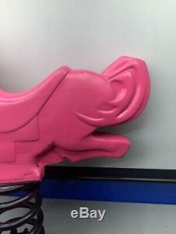 (A)VINTAGE ALUMINUM PLAYGROUND SPRING BASE RIDE-ON HORSE PINK Game Time