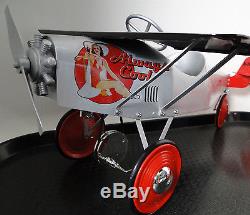 Air plane Pedal Car WW1 Silver Vintage Aircraft Rare Midget Metal Model