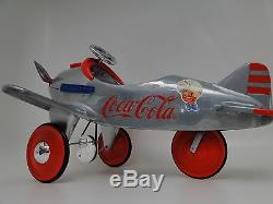 Air plane Pedal Car WW2 Vintage Red Trim Aircraft Rare Midget Metal Model 1 48