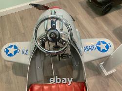 Airplane Murray Pursuit Grey Pedal Car Metal Vintage Original NO RESERVE
