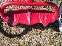 Antique 1948 Red Metal Boys/Girls Tricycle WithWire Basket & Hard Rubber Tires