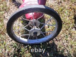 Antique 1948 Red Metal Boys/Girls Tricycle WithWire Basket & Hard Rubber Tires