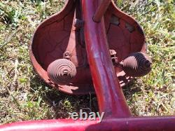 Antique 1948 Red Metal Boys/Girls Tricycle WithWire Basket & Hard Rubber Tires