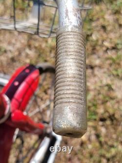 Antique 1948 Red Metal Boys/Girls Tricycle WithWire Basket & Hard Rubber Tires