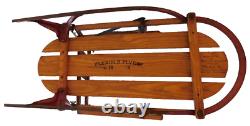 Antique 32 Long 1920's FLEXIBLE FLYER NO. 28 Metal & Wood Child's Pull Sled