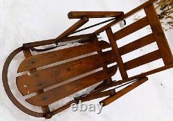 Antique 32 Long 1920's FLEXIBLE FLYER NO. 28 Metal & Wood Child's Pull Sled