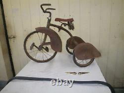 Antique AMERICAN NATIONAL AIRFLOW TRICYCLE-1936-SOLID-COMPLETE ORIGINAL-VINTAGE