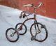 Antique Bicycle Trike Keystone Bell leather seat Prewar Bike Tricycle Red Old