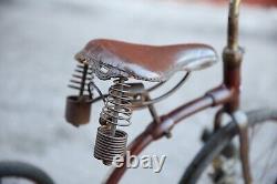Antique Bicycle Trike Keystone Bell leather seat Prewar Bike Tricycle Red Old