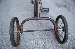 Antique Bicycle Trike Keystone Bell leather seat Prewar Bike Tricycle Red Old