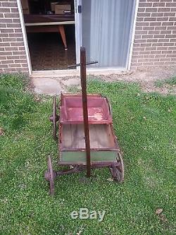 Antique Child / Goat Wooden Wagon All Org Vintage Toy Pickup Only