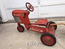 Antique Murray Trac Turbo Drive Pedal Tractor With Castelli Car Trailer Vtg 1950