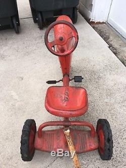 Antique Murray Trac Turbo Drive Pedal Tractor With Castelli Car Trailer Vtg 1950