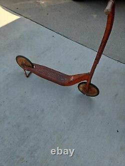 Antique Red 1940's Schilling 501 Kick Scooter Vintage Scooter Children