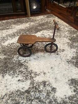 Antique Vintage Child's Children's Ride On Toy Trike Wood