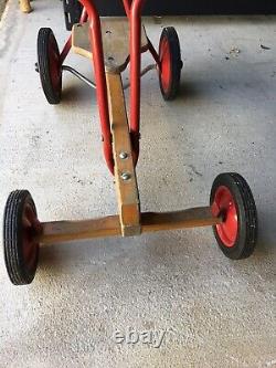 Antique Vintage Childrens Push Pull Cart Pedal Car Move Along Wood Metal 30s-50s