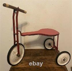 Antique Vintage Red Children's Kid's Tricycle Wood & Metal 18