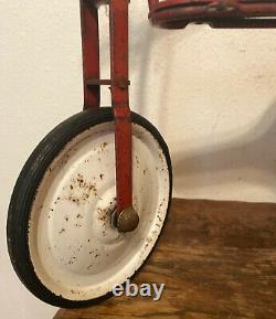 Antique Vintage Red Children's Kid's Tricycle Wood & Metal 18