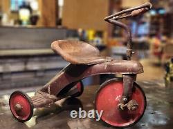 Antique Vintage Tricycle 1940's Loop Handlebar Solid Red Wheels Pat Applied For
