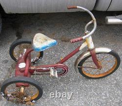 Antique Western Flyer Metal Rubber Boy Toy Tricycle Bicycle Yard Garden Art Tool