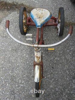 Antique Western Flyer Metal Rubber Boy Toy Tricycle Bicycle Yard Garden Art Tool