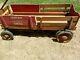 Antique vintage Metal & wood Pull Wagon child Service truck newspaper duallee