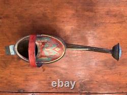 Antique vintage early 1900s Victorian toy metal watering can children graphics